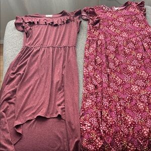 Burgundy and Floral Kids Dresses